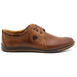Polbut Chaussures en cuir masculin 343p Openwork Camel brun