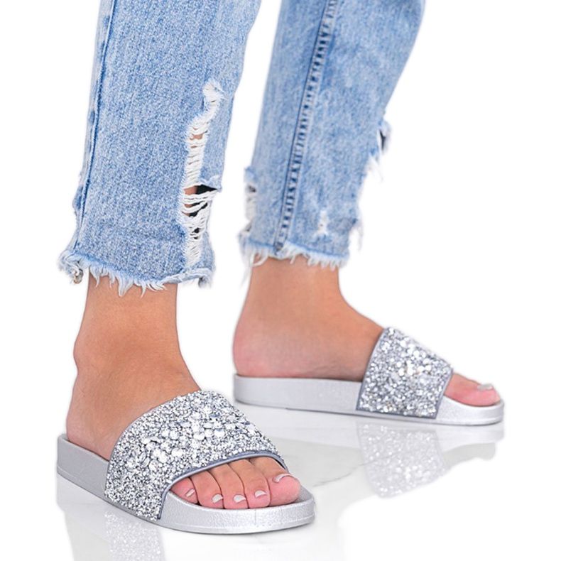 Chaussons femme argent Bling Bling Chaussons femme argent Bling Bling