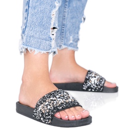 Pantoufles Bling Bling pour femmes noires