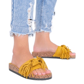 Chaussons moutarde à semelle en liège jaune