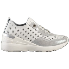 Goodin Baskets compensées en cuir blanche