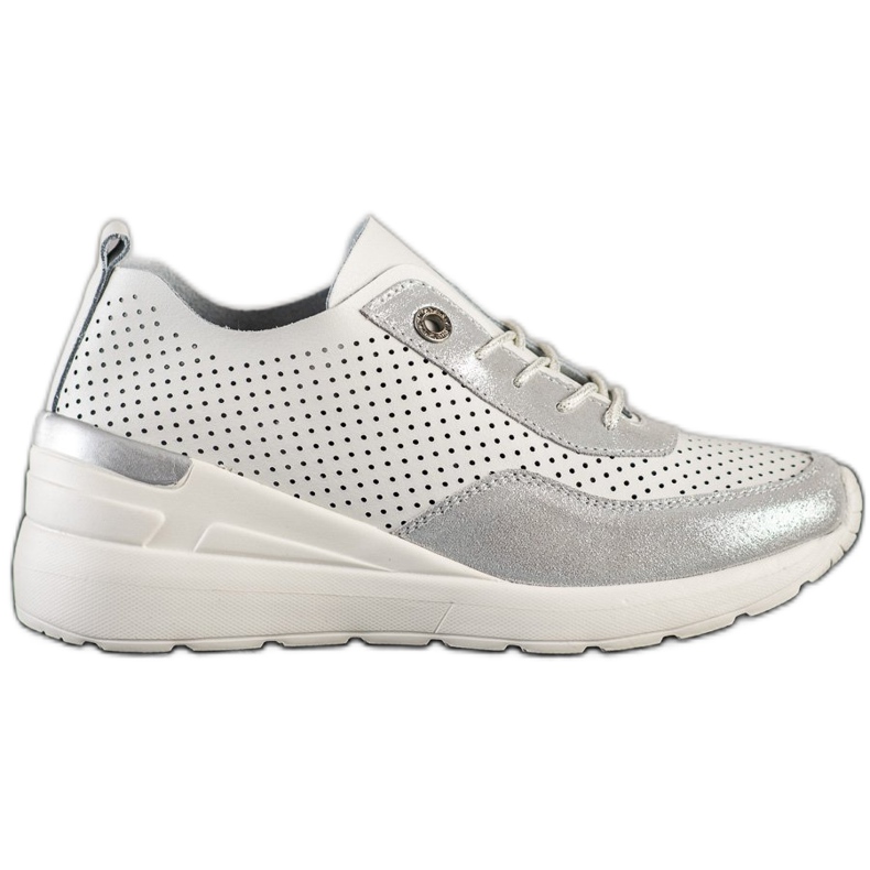 Goodin Baskets compensées en cuir blanche