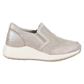 Goodin Baskets en cuir à paillettes beige