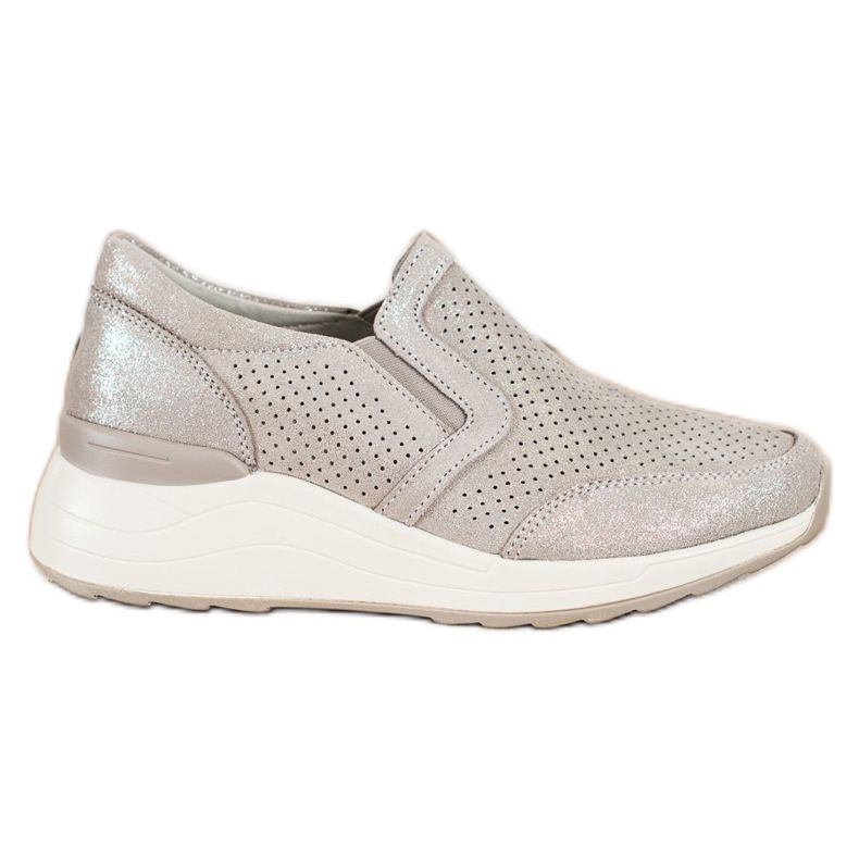 Goodin Baskets en cuir à paillettes beige
