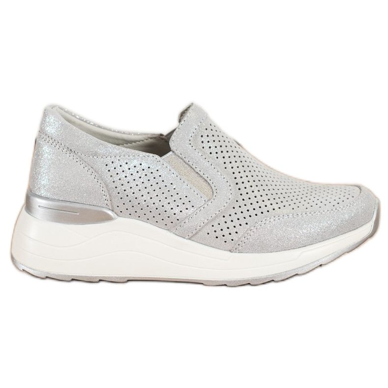 Goodin Baskets en cuir à paillettes gris