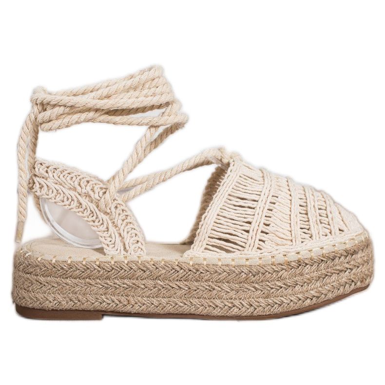 Small Swan Sandales espadrilles nouées beige