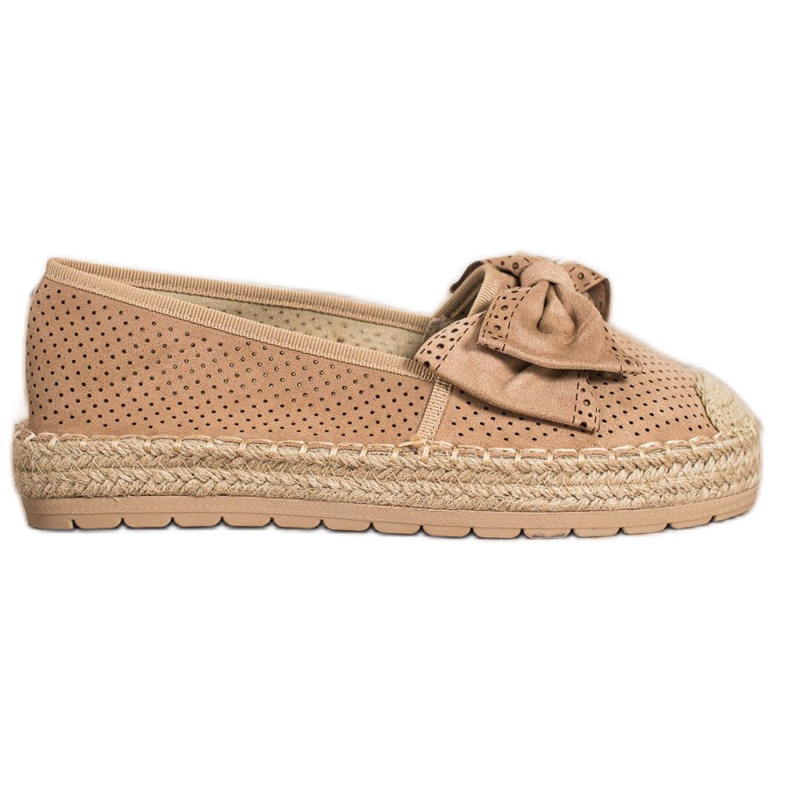 Mannika Espadrilles Ajourées Avec Un Noeud brun