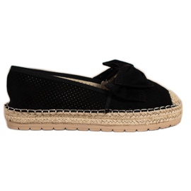 Mannika Espadrilles Ajourées Avec Un Noeud le noir