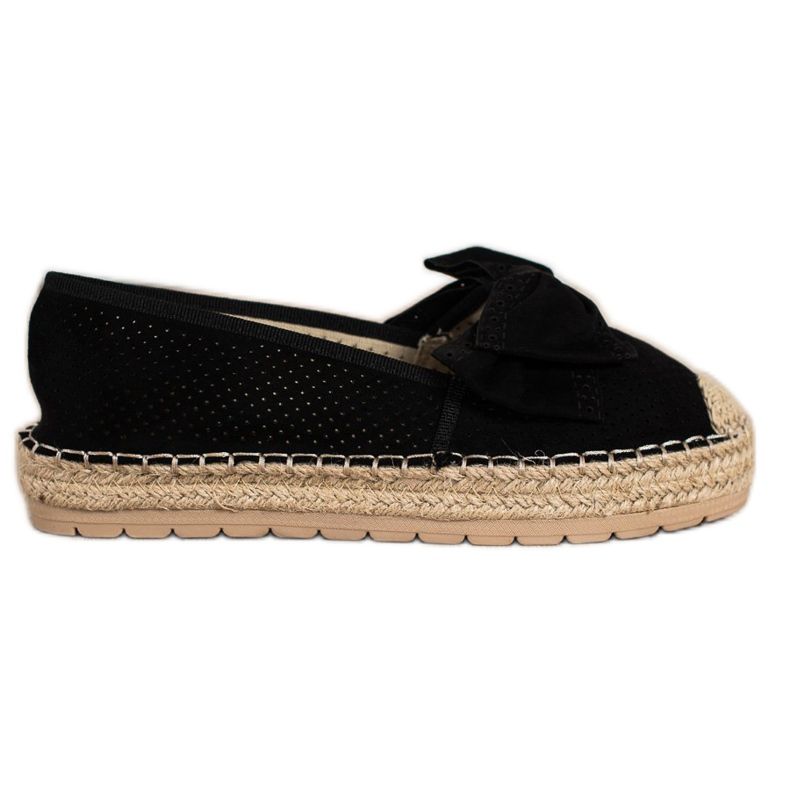 Mannika Espadrilles Ajourées Avec Un Noeud le noir