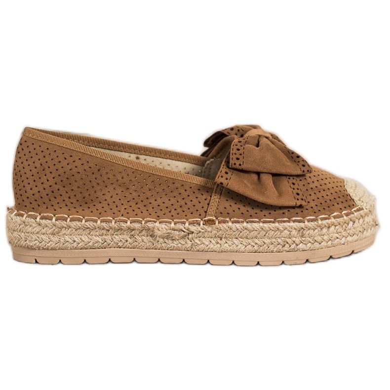 Mannika Espadrilles Ajourées Avec Un Noeud brun