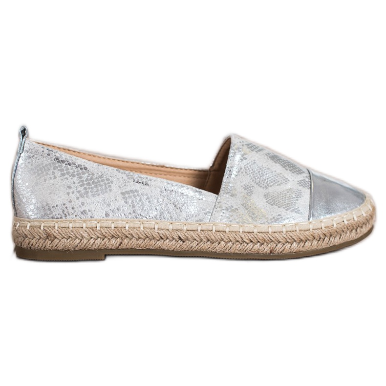 Bestelle Espadrilles brillantes avec cuir écologique gris