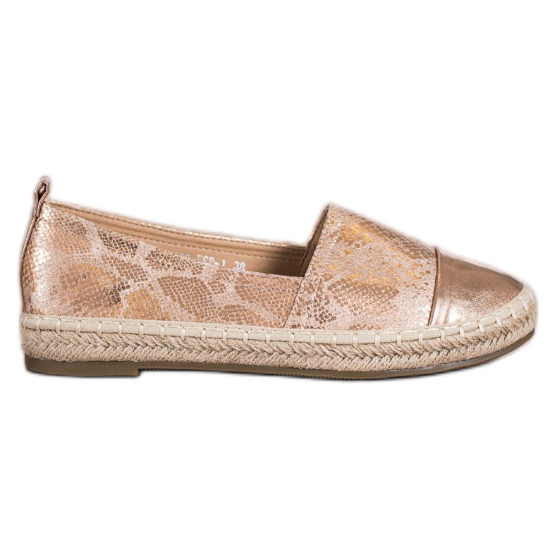 Bestelle Espadrilles brillantes avec cuir écologique beige