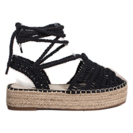 Small Swan Sandales espadrilles nouées noir