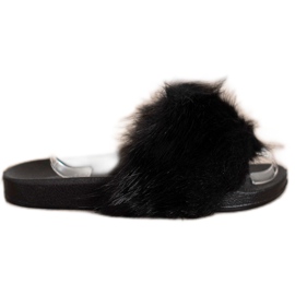 Evento Pantoufles Avec Fourrure noir