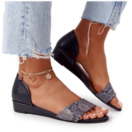 Sandales Cuir Maciejka 1971-59 Noir et Gris beige brun