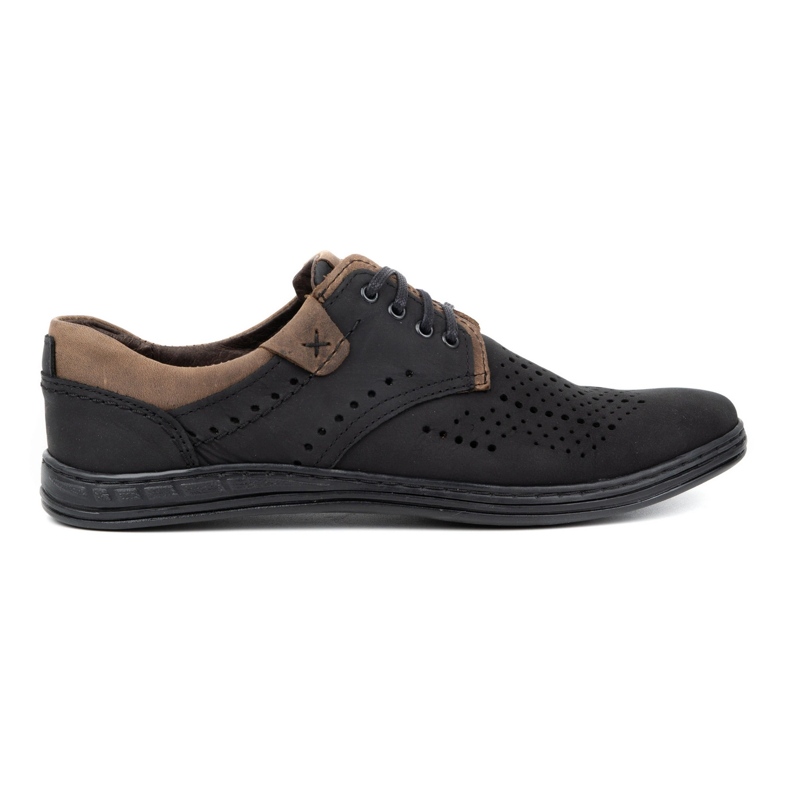 Polbut Chaussures en cuir pour hommes 402 été noir avec marron le noir
