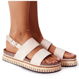 Sandales en daim sur la plate-forme beige Olimpia multicolore