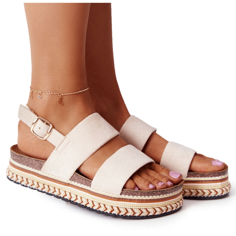 Sandales en daim sur la plate-forme beige Olimpia multicolore