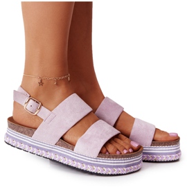 Sandales en daim sur la plate-forme violet Olympia