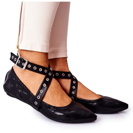 Ballerines en Cuir Plié Lu Boo Noir