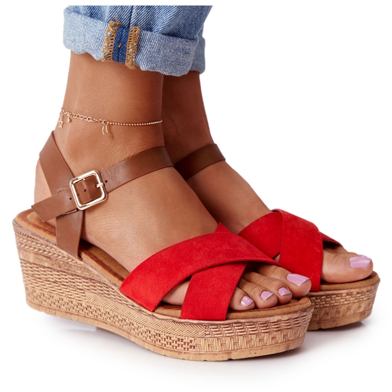 S.Barski Sandales On Wedge S. Barski GD-38 Rouge brun S.Barski Sandales On Wedge S. Barski GD-38 Rouge brun