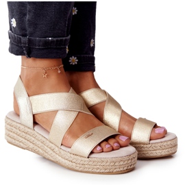 Sandales Compensées Avec Côtes Big Star HH274414 Doré