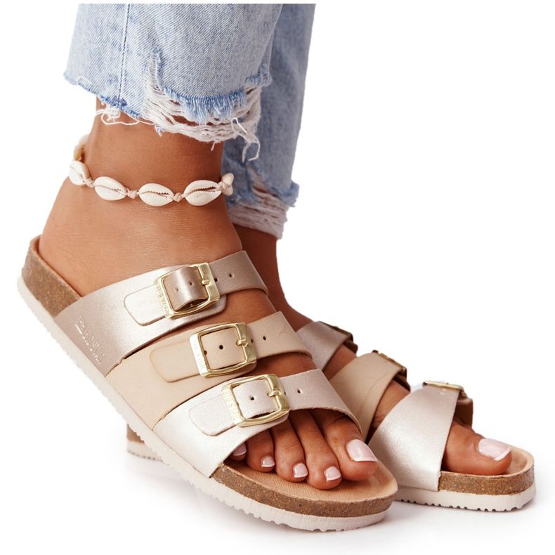 Chaussons profilés en cuir Big Star HH274585 Beige et Or d'or Chaussons profilés en cuir Big Star HH274585 Beige et Or d'or