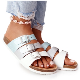 Chaussons profilés en cuir Big Star HH274587 Turquoise-Argent blanc bleu