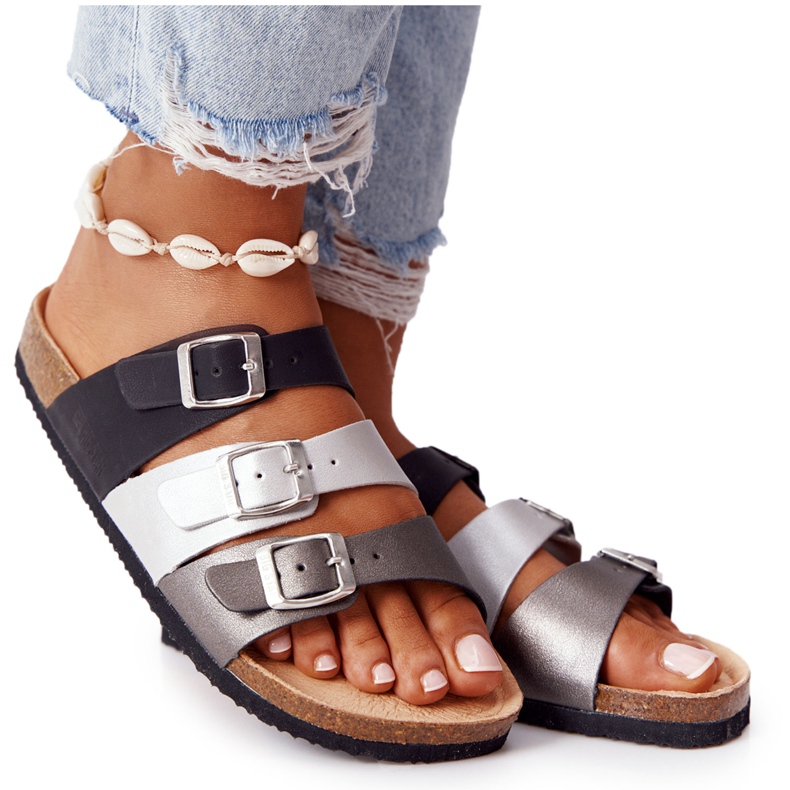 Chaussons profilés en cuir Big Star HH274588 Noir et Argent le noir