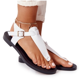 Sandales en cuir Tongs Big Star HH274702 Blanc
