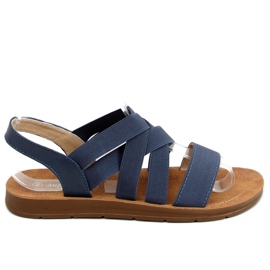 Sandales à lanières en caoutchouc, bleu marine 9225 Bleu