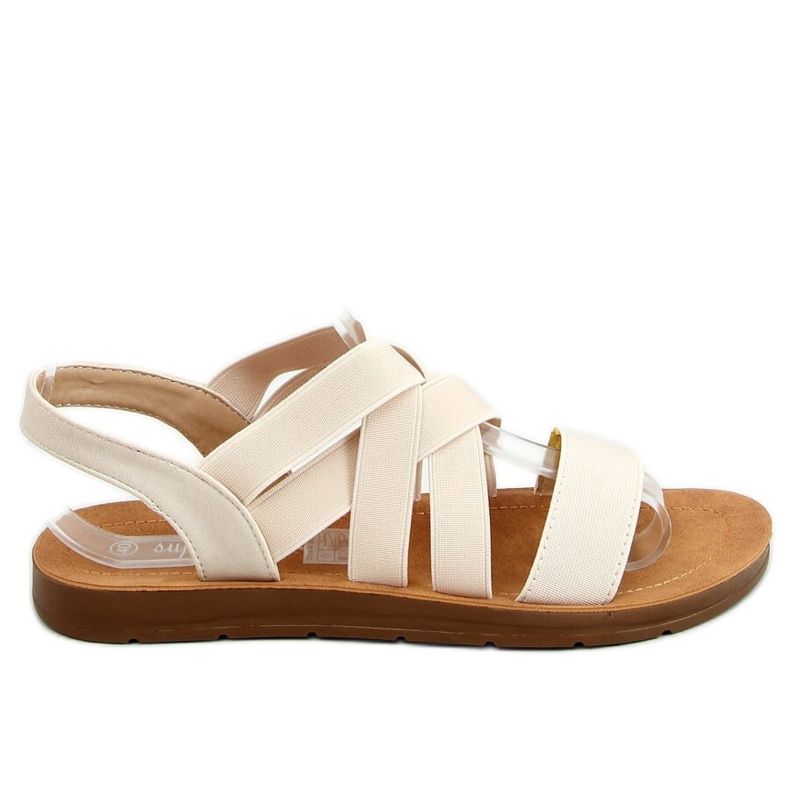 Sandales à lanières en caoutchouc Beige 9225 Beige