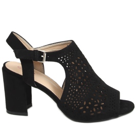 Sandales ajourées à talons noires 429-10 Noir
