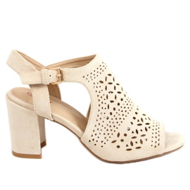 Sandales ajourées beiges à talons hauts 429-10 Beige
