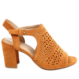 Sandales ajourées talons hauts camel 429-10 Camel brun