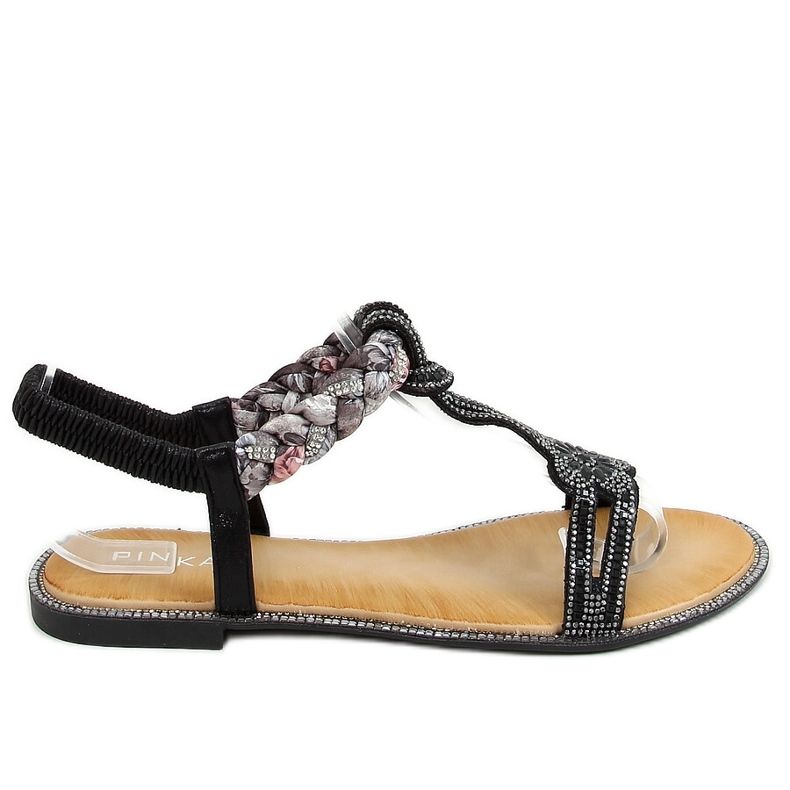 Sandales noires avec zircones cubiques JN11-10 Noir le noir