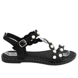 Sandales noires avec perles 55-55 Noir le noir