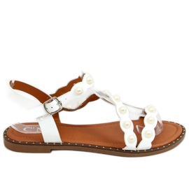 Sandales avec perles blanches 55-55 Blanc