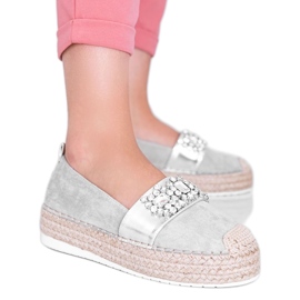 Espadrilles grises avec pierres Cher argent