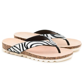 Tongs On Lu Boo Zebra Cork blanche le noir