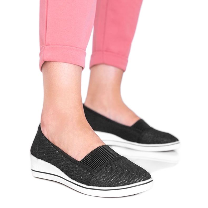 Ballerines noires brillantes sur le coin Glam Star le noir Ballerines noires brillantes sur le coin Glam Star le noir