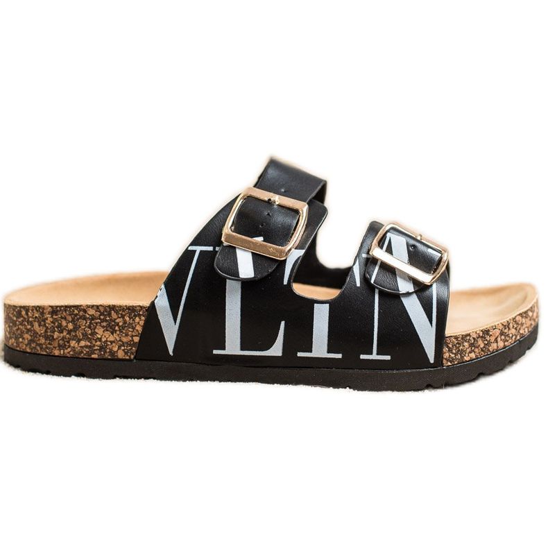 SHELOVET Pantoufles confortables en cuir écologique le noir SHELOVET Pantoufles confortables en cuir écologique le noir