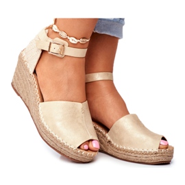 Evento Sandales Sur Compensées Pour Femmes Espadrilles Doré d'or