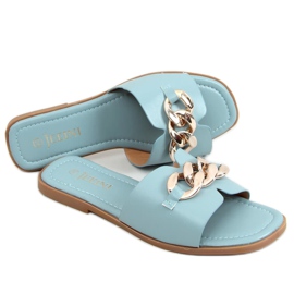Bleu 377 Chaussons bleus avec une chaîne