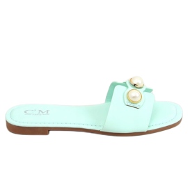 Chaussons avec perles menthe 55-37 LT.GREEN vert Chaussons avec perles menthe 55-37 LT.GREEN vert