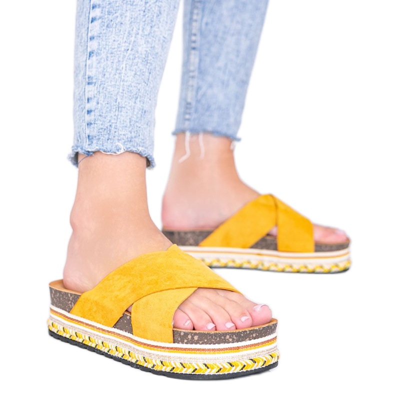 Chaussons moutarde avec semelle décorative Riri jaune
