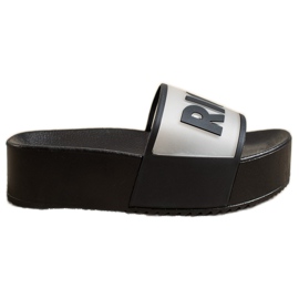 Small Swan Pantoufles à plateforme riche noir