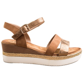 SHELOVET Sandales légères à talon compensé brun doré