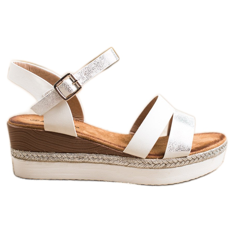 SHELOVET Sandales légères à talon compensé blanche argent