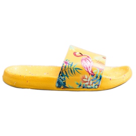 Bona Des tongs à la mode avec un flamant rose jaune